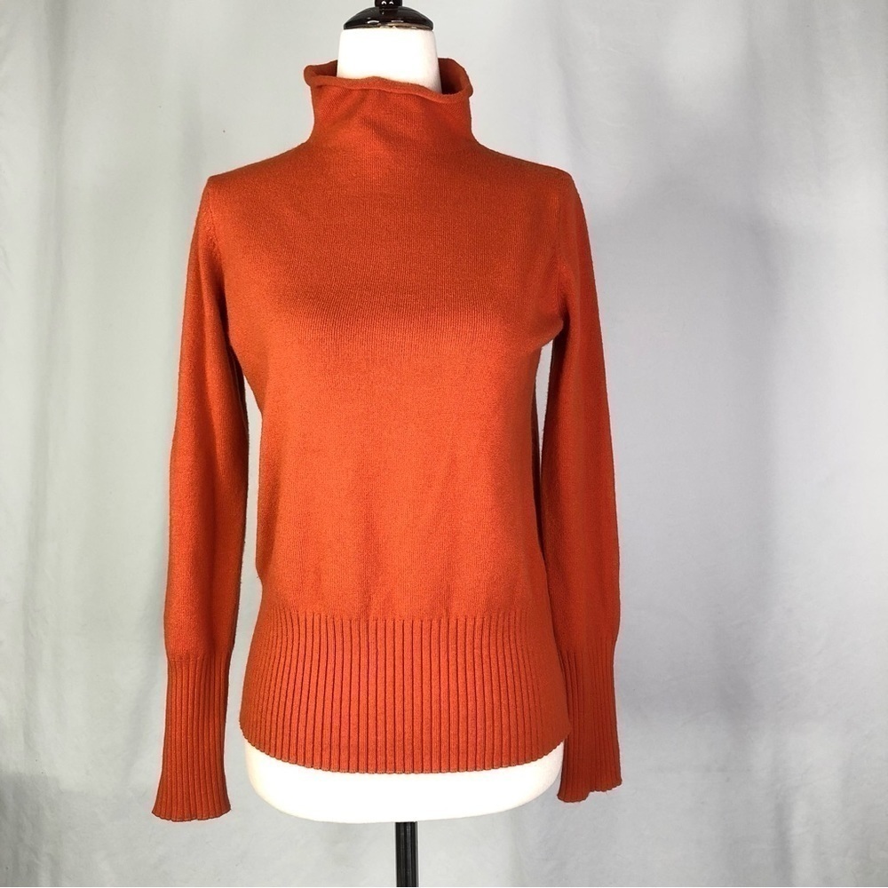 French connection funnelneck sweater pumpkin spice orange S